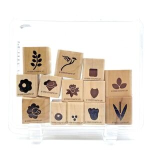 Vintage 1998 Stampin Up Petite Posies Floral Rubber Wood Stamps Set of 13